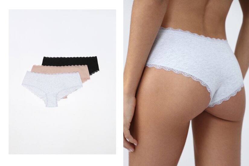 Pack of 3 hipster briefs with lace trim