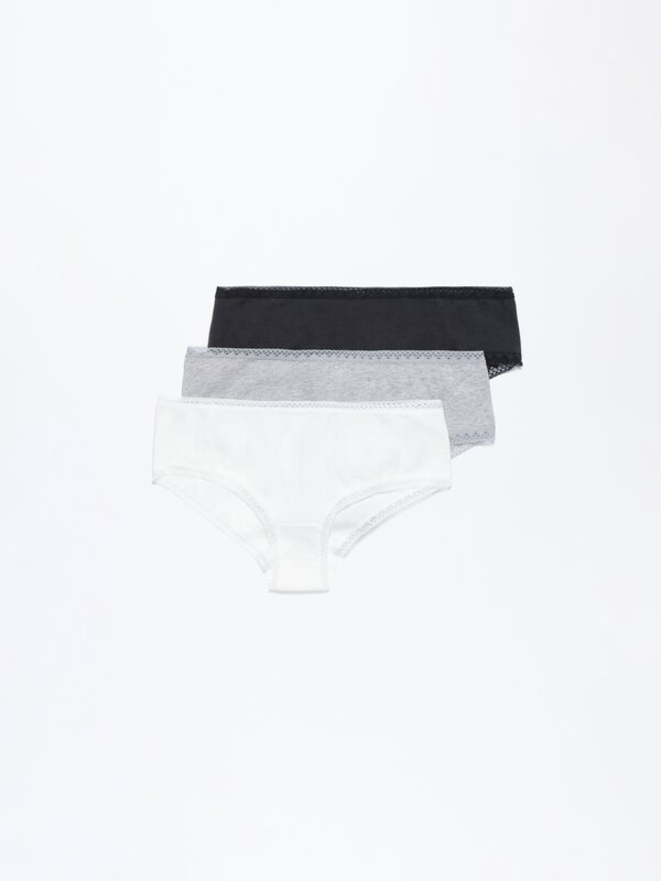 Pack of 3 hipster briefs with lace trim