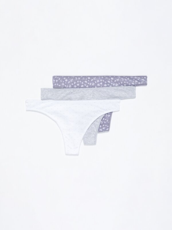 Pack of 3 printed thongs