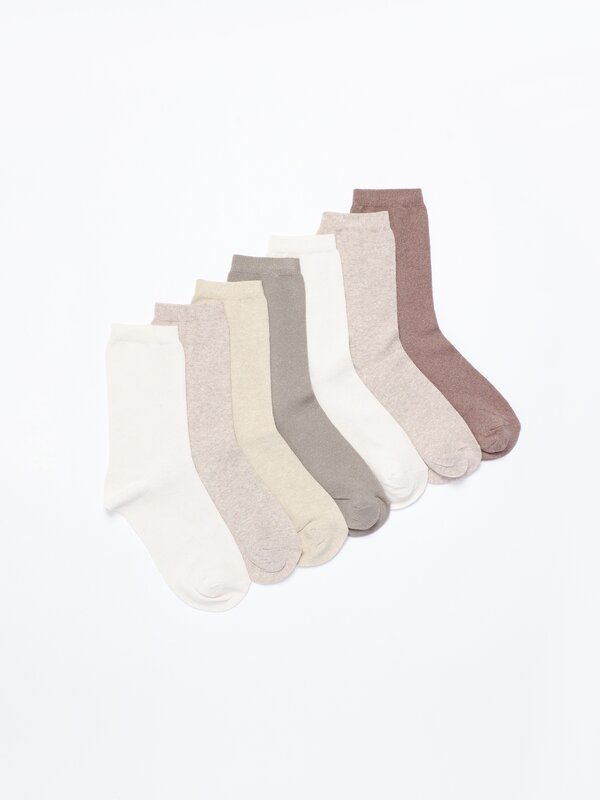 Pack of 7 pairs of long plain socks