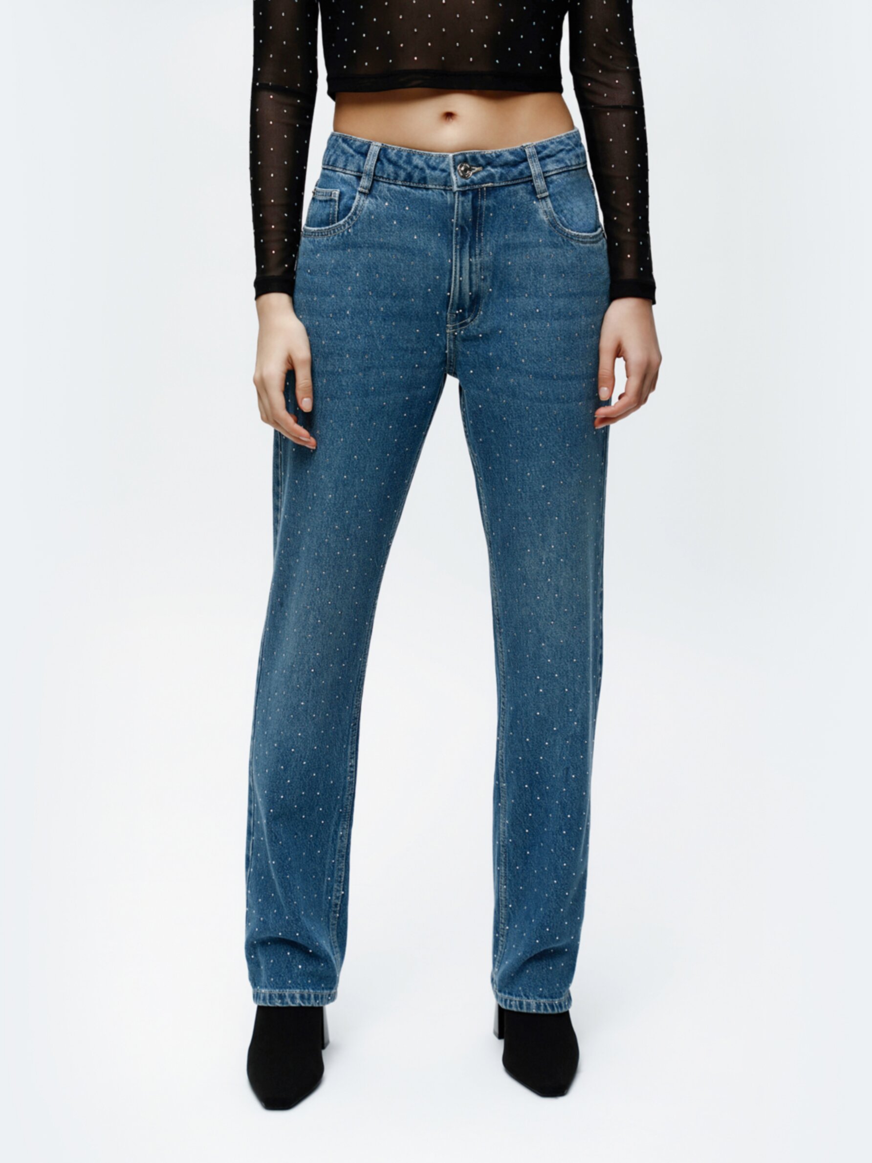 Jeans straight con brillo - Jeans - ROPA - Mujer 
