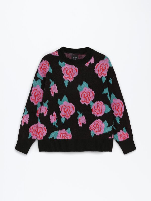 Floral knit sweater