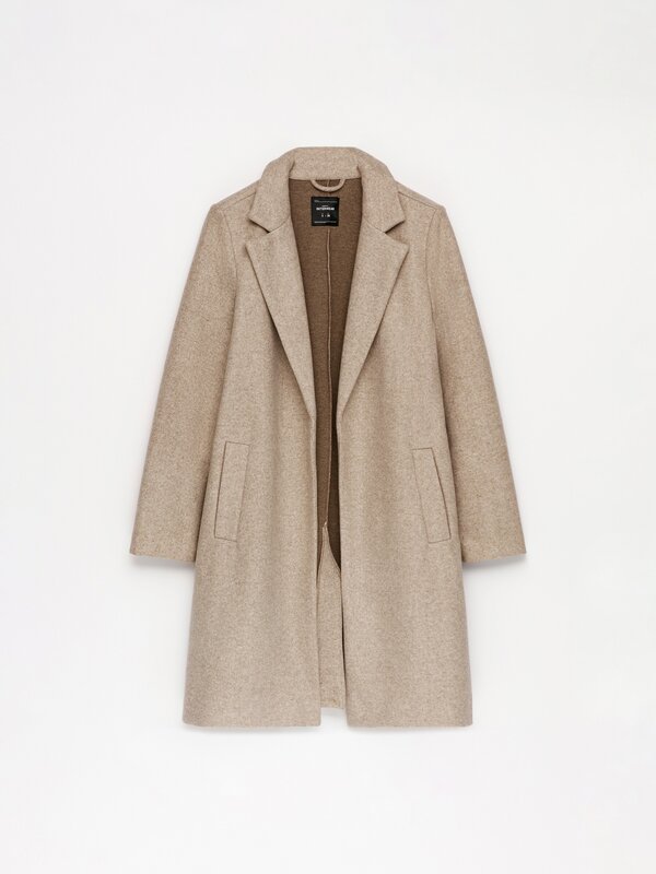 Open synthetic wool coat