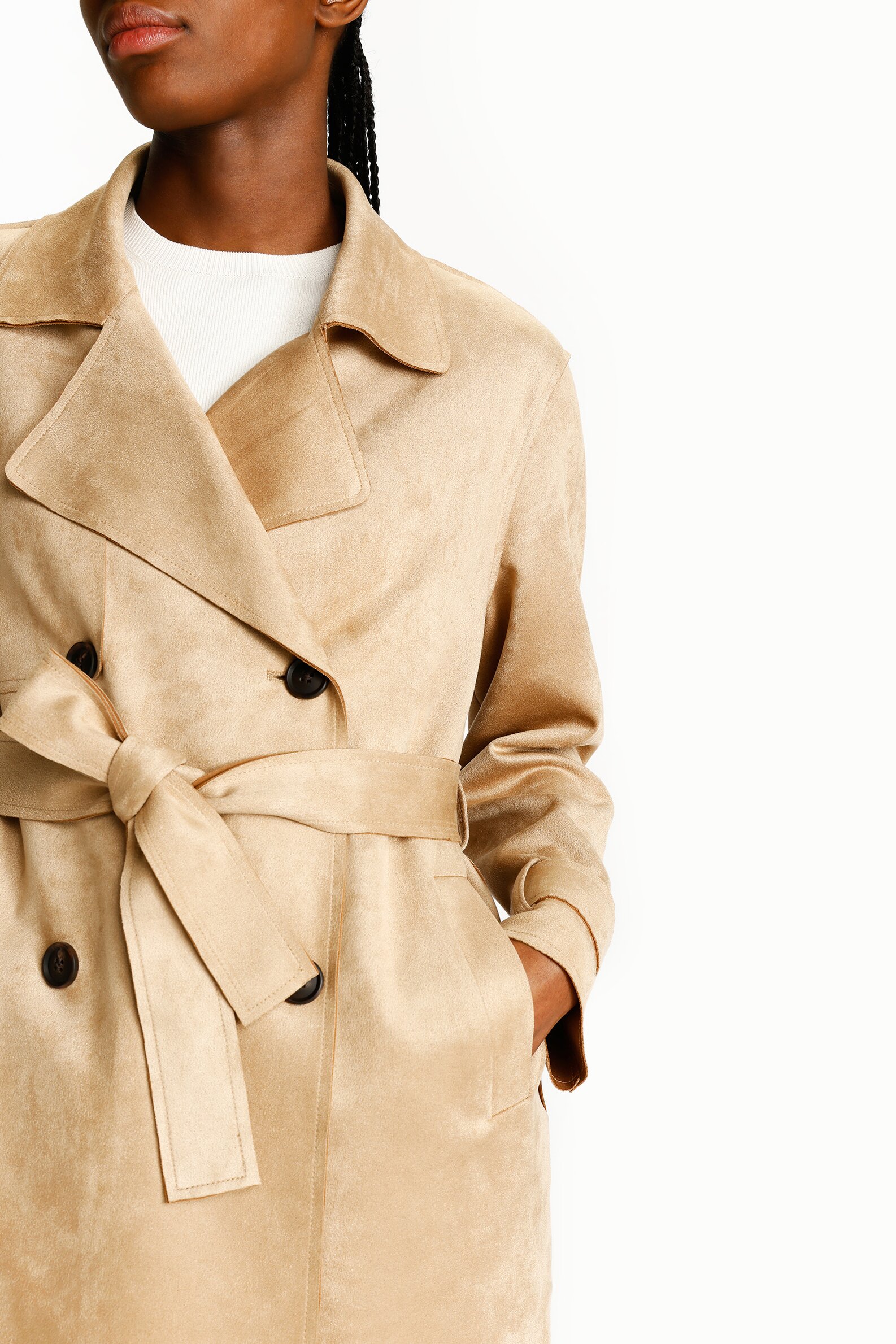 Faux clearance suede trench