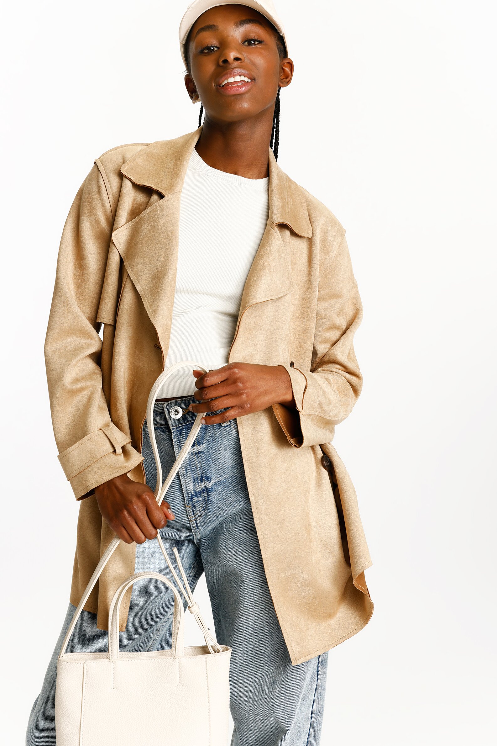 Suede deals trench jacket