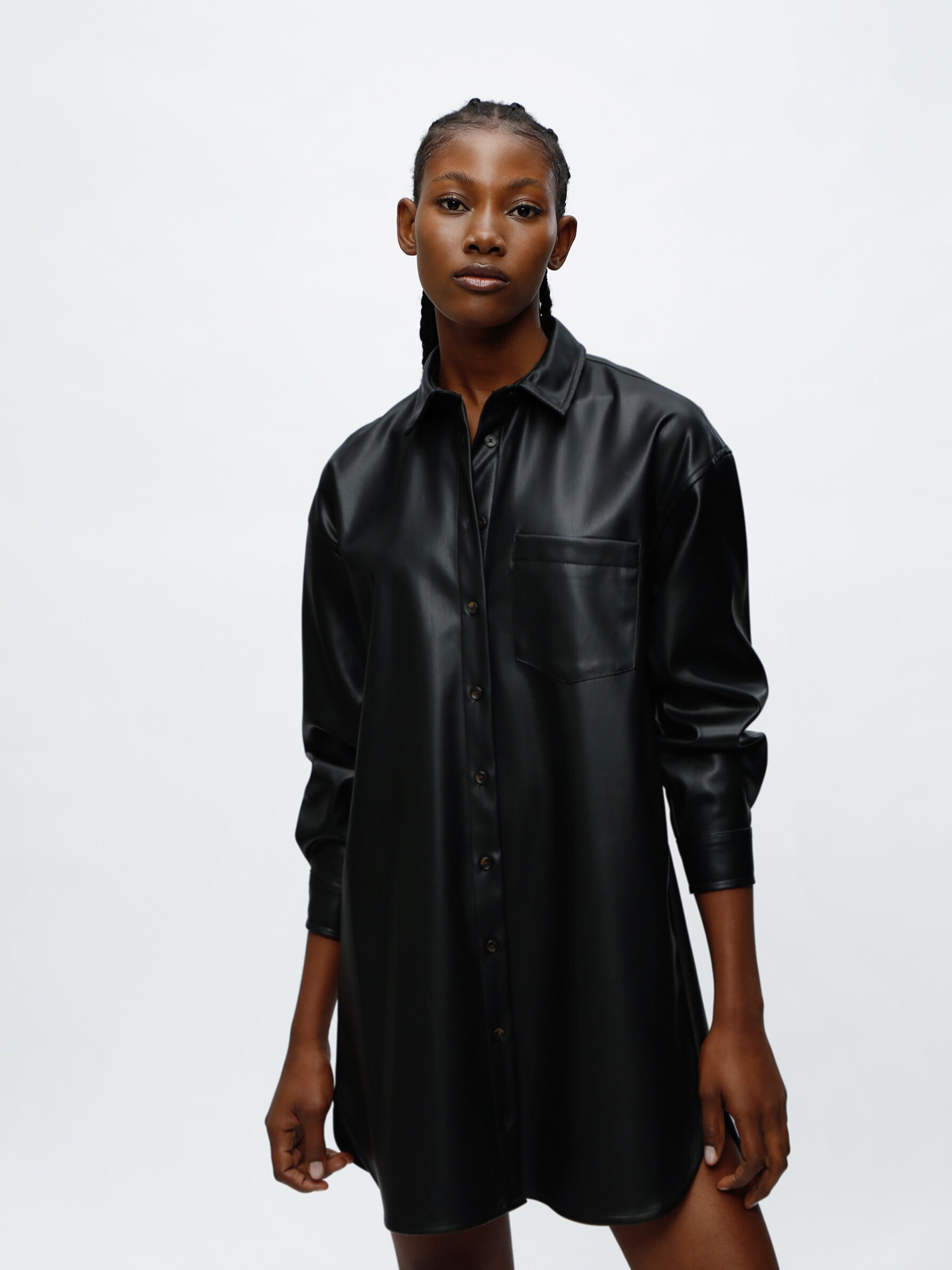 Leather t shop shirt dress