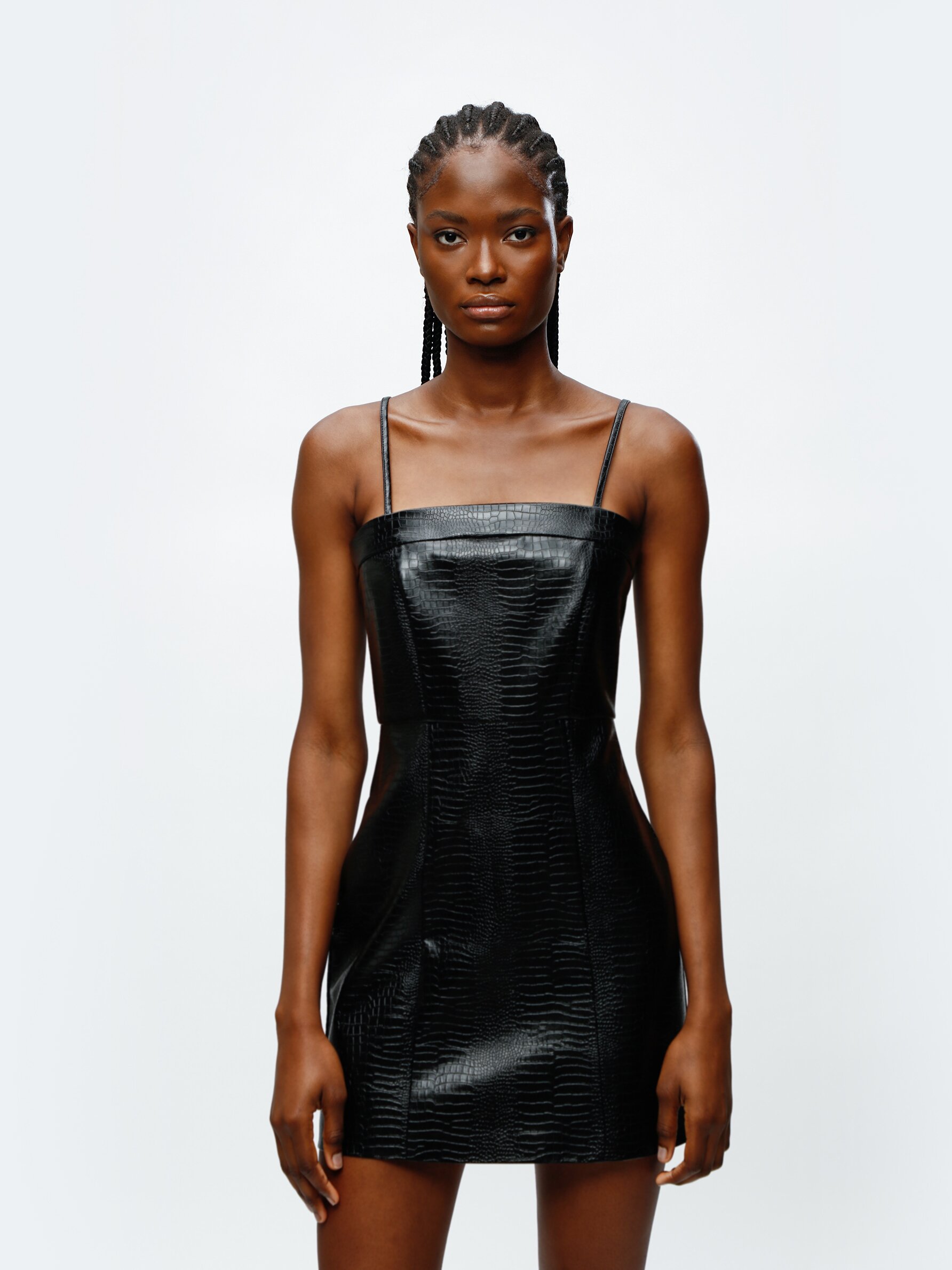 Short leather dress sale