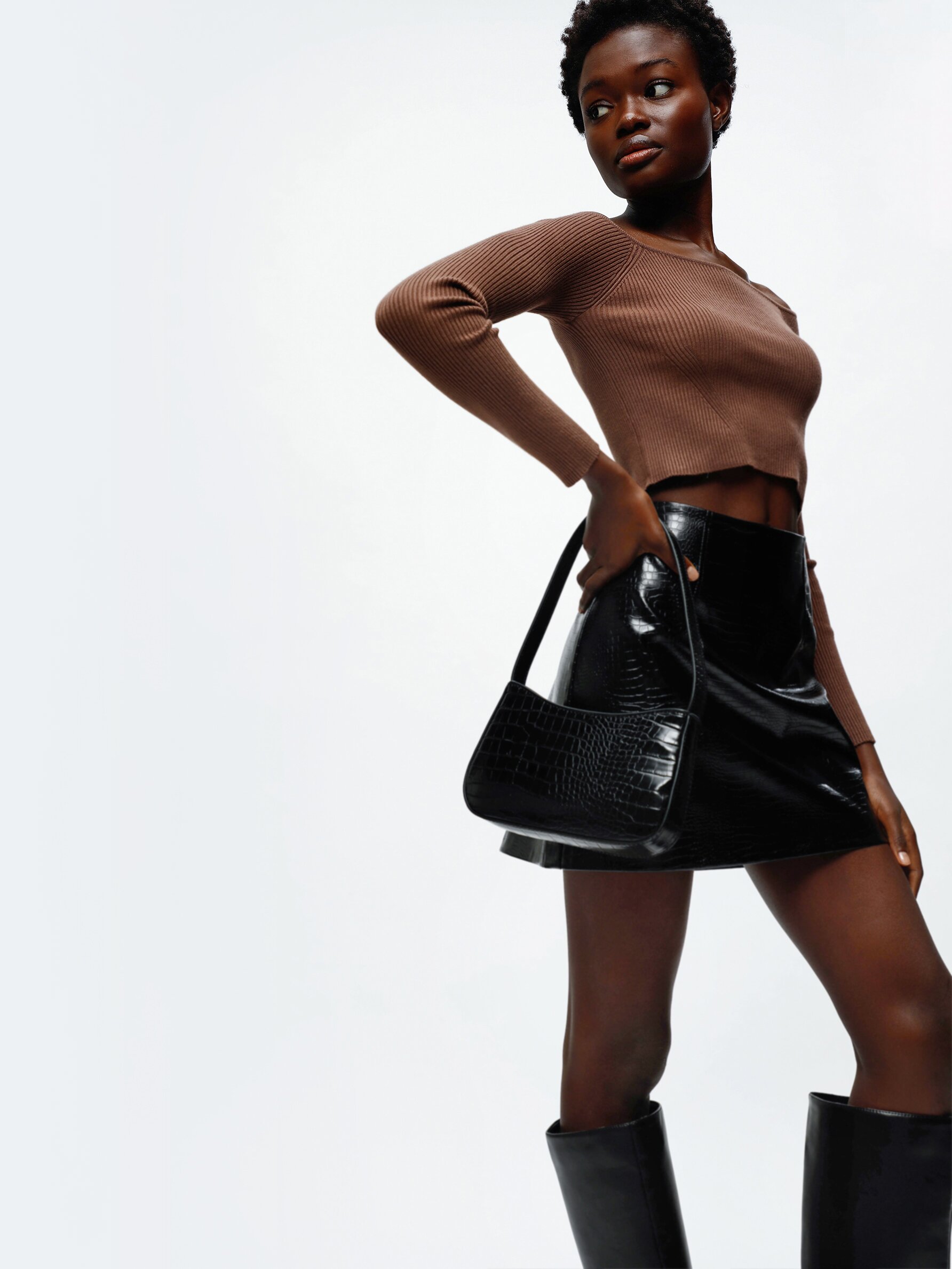 Only faux leather mini skirt sale