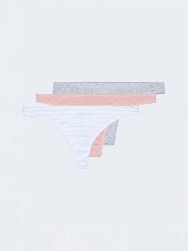 3 Pack of print cotton thongs