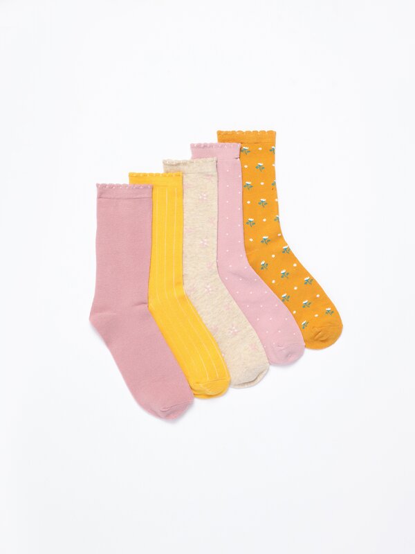 Pack de 5 pares de calcetíns longos estampados