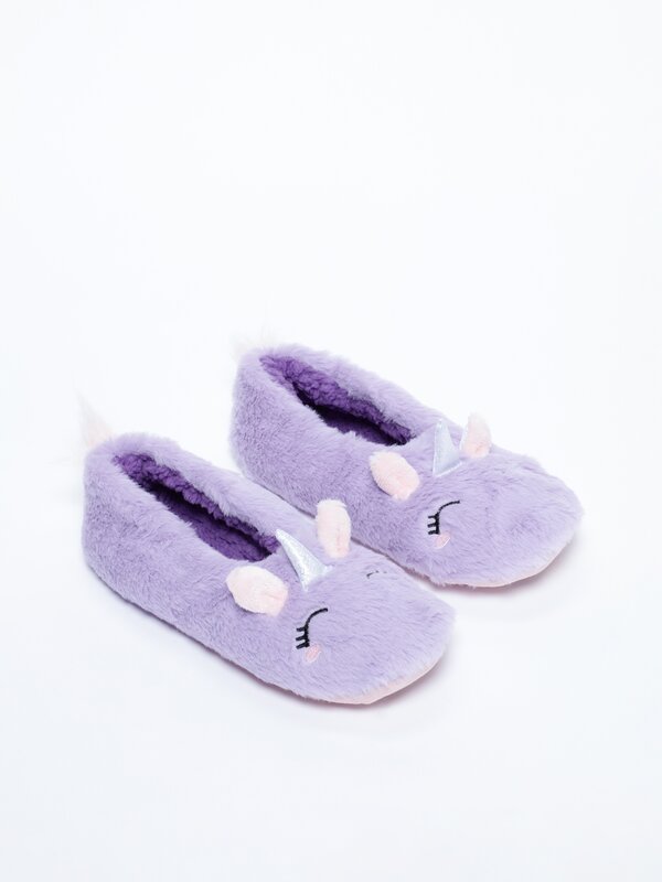 Soft touch unicorn sock-style slippers