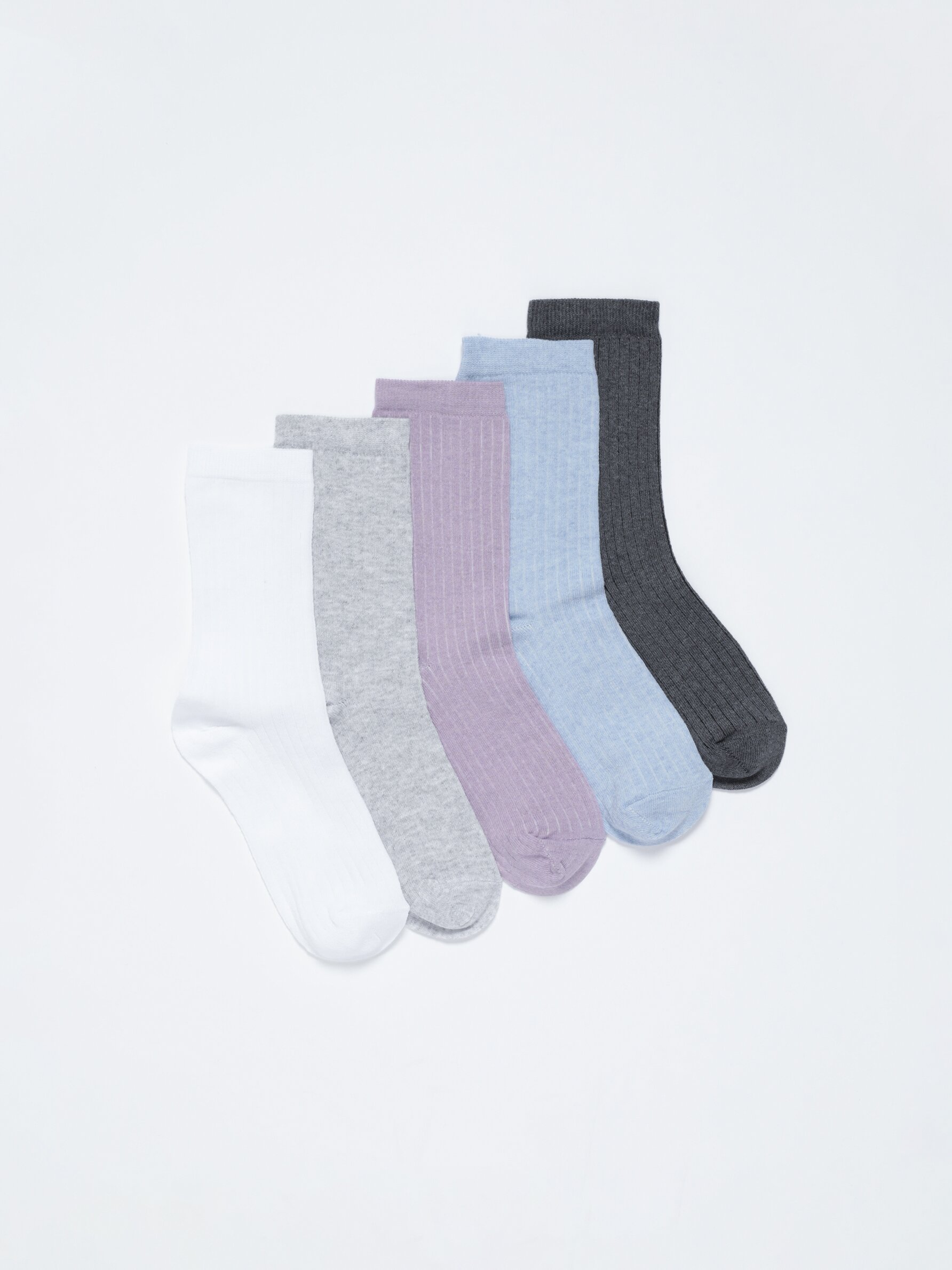 Pack de 5 pares de calcetines altos de canalé - ACCESORIOS - Mujer 