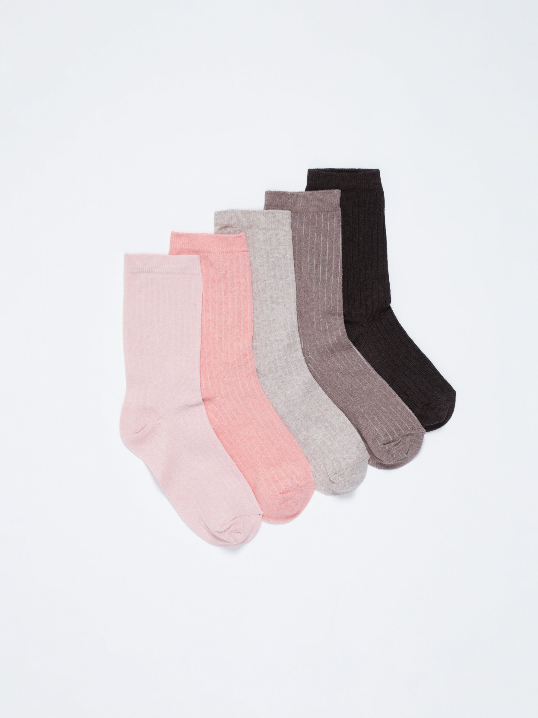Pack de 5 pares de calcetines altos de canalé - Calcetines - ROPA INTERIOR, PIJAMAS - Mujer 