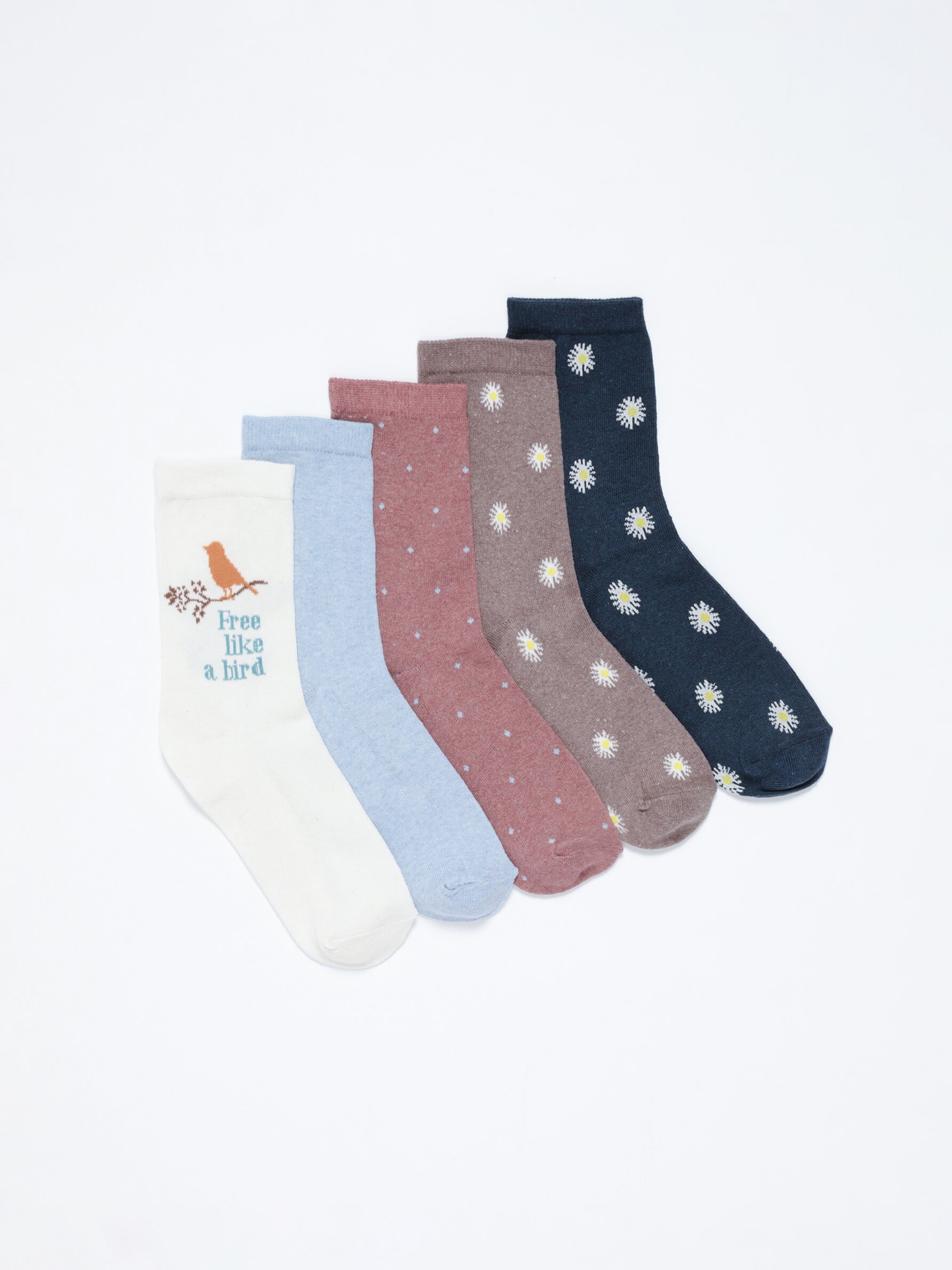 Pack of 5 pairs of contrast socks