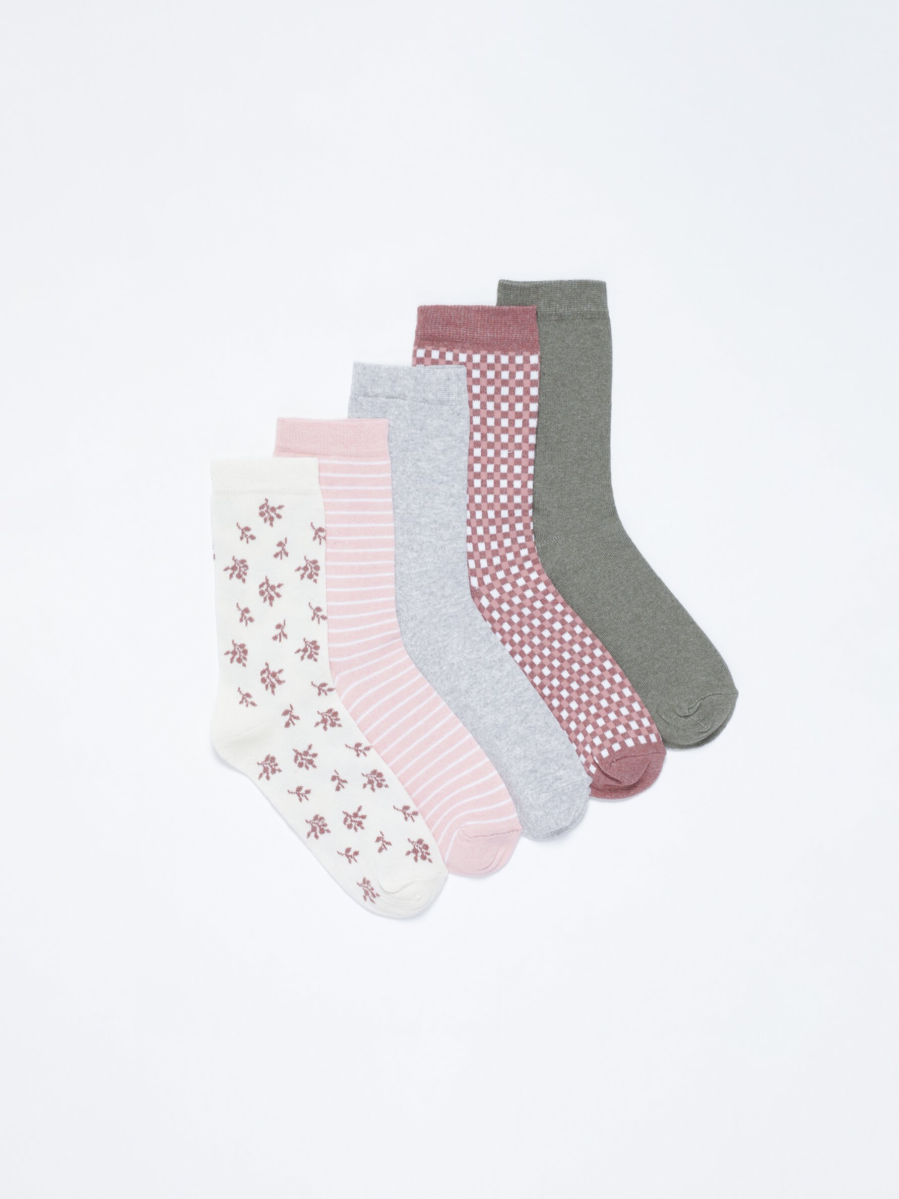 Pack of 5 pairs of contrast socks - Socks - Underwear - CLOTHING - Woman -  | Lefties Turkey