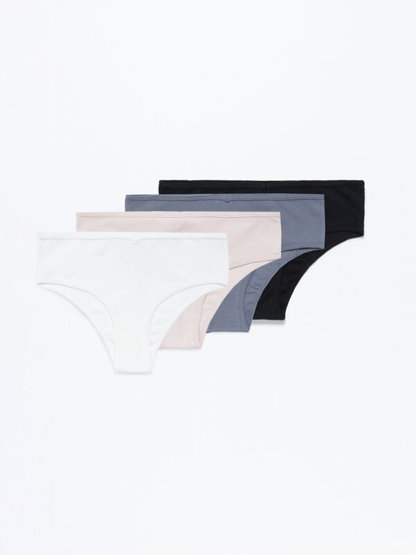 Pack of 4 pairs of cotton hipster briefs
