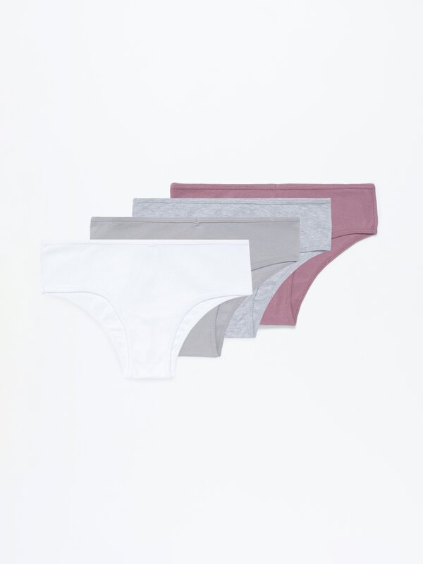 Pack of 4 pairs of cotton hipster briefs