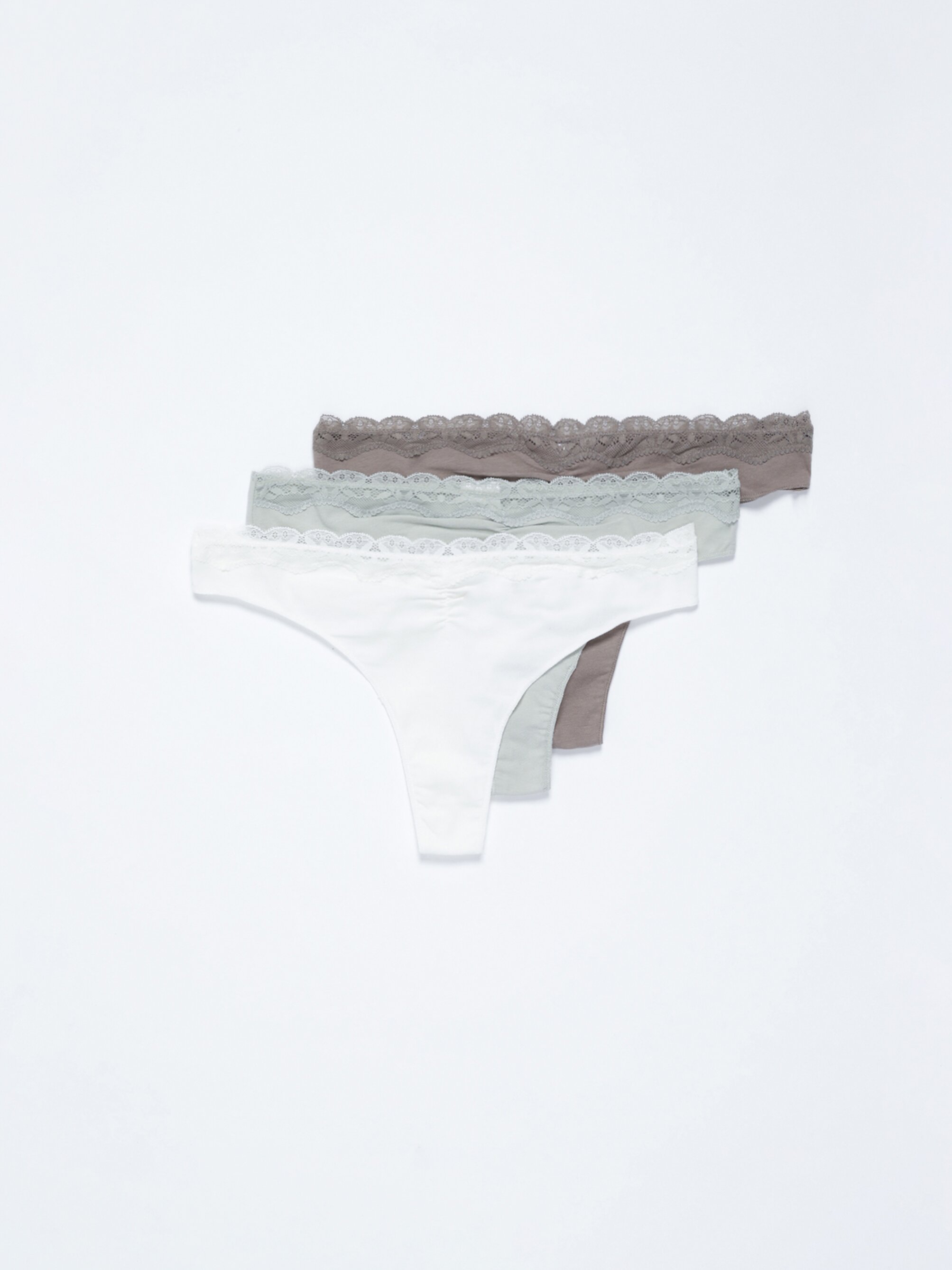 Pack of 3 thongs with lace trim Thongs Briefs Underwear