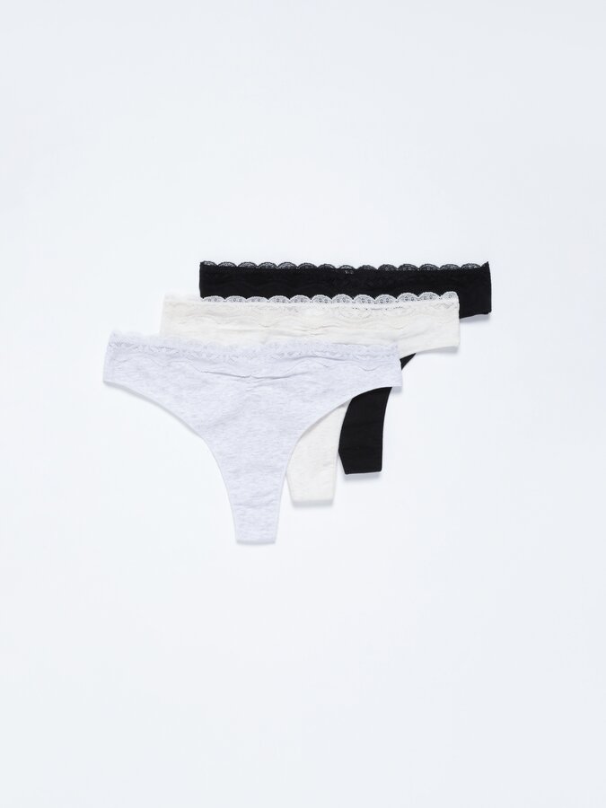 3-Pack of print cotton thongs