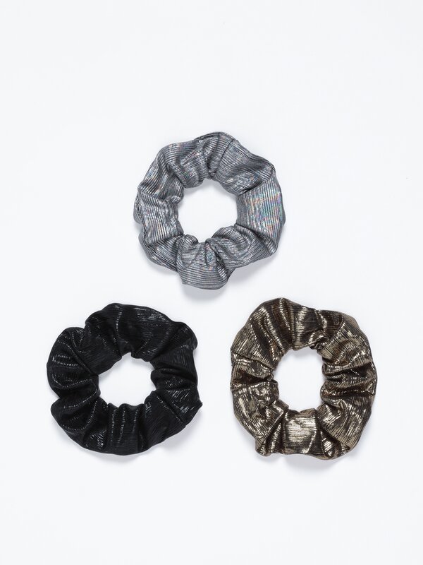 Pack of 3 large metallic scrunchies