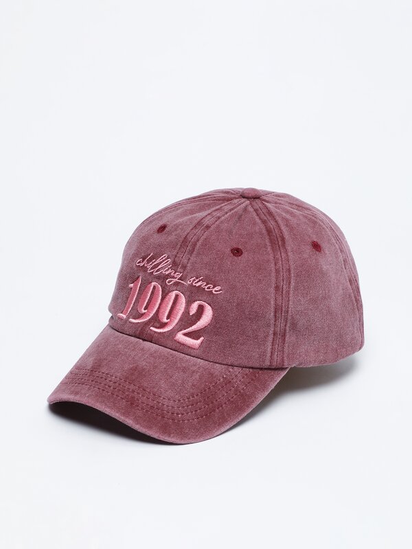 Embroidered faded-effect cap