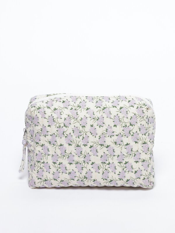 Quilted floral toiletry bag