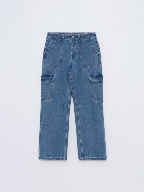 Denim cargo jeans with pockets