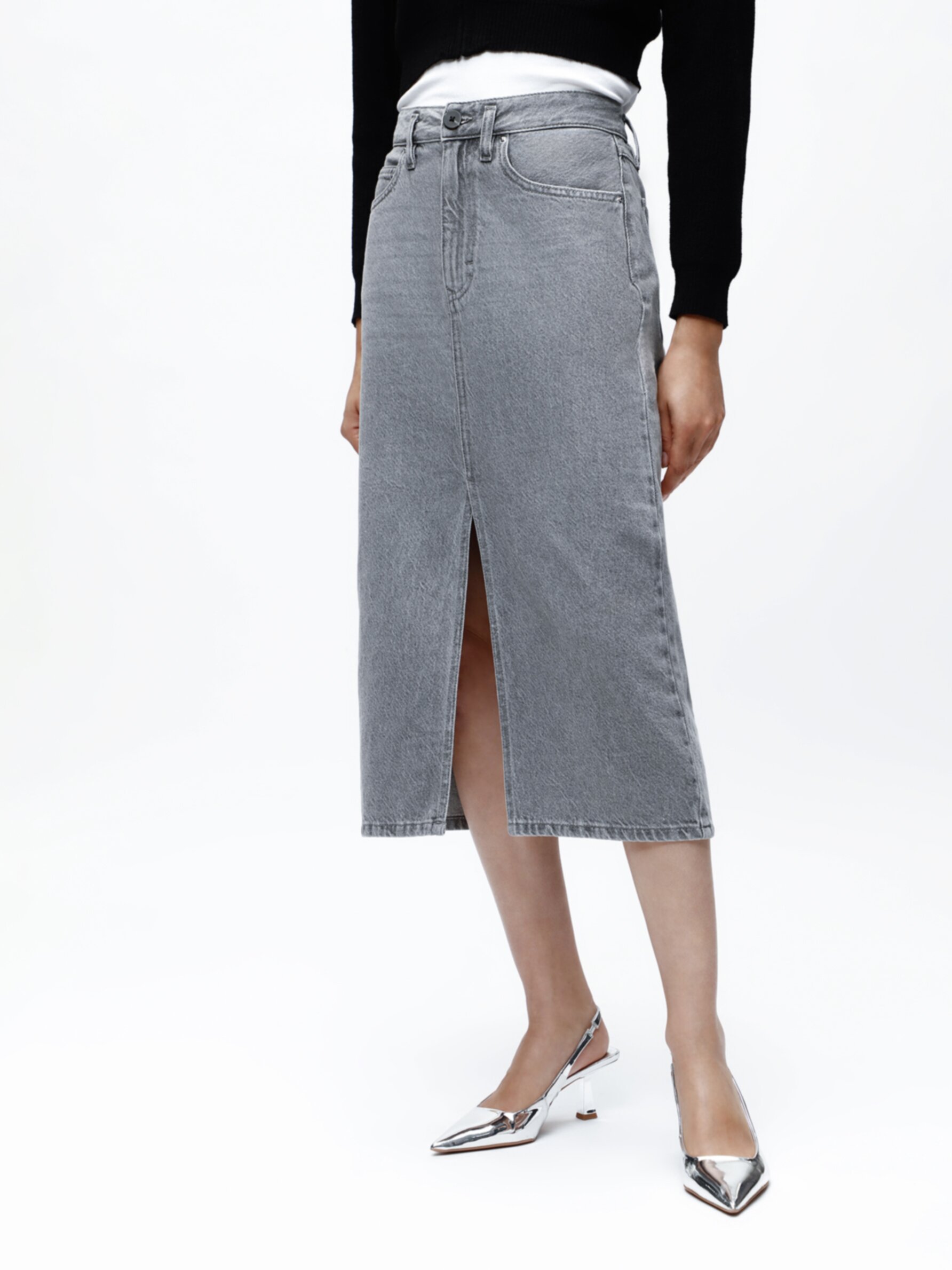 Jeans sales midi skirt