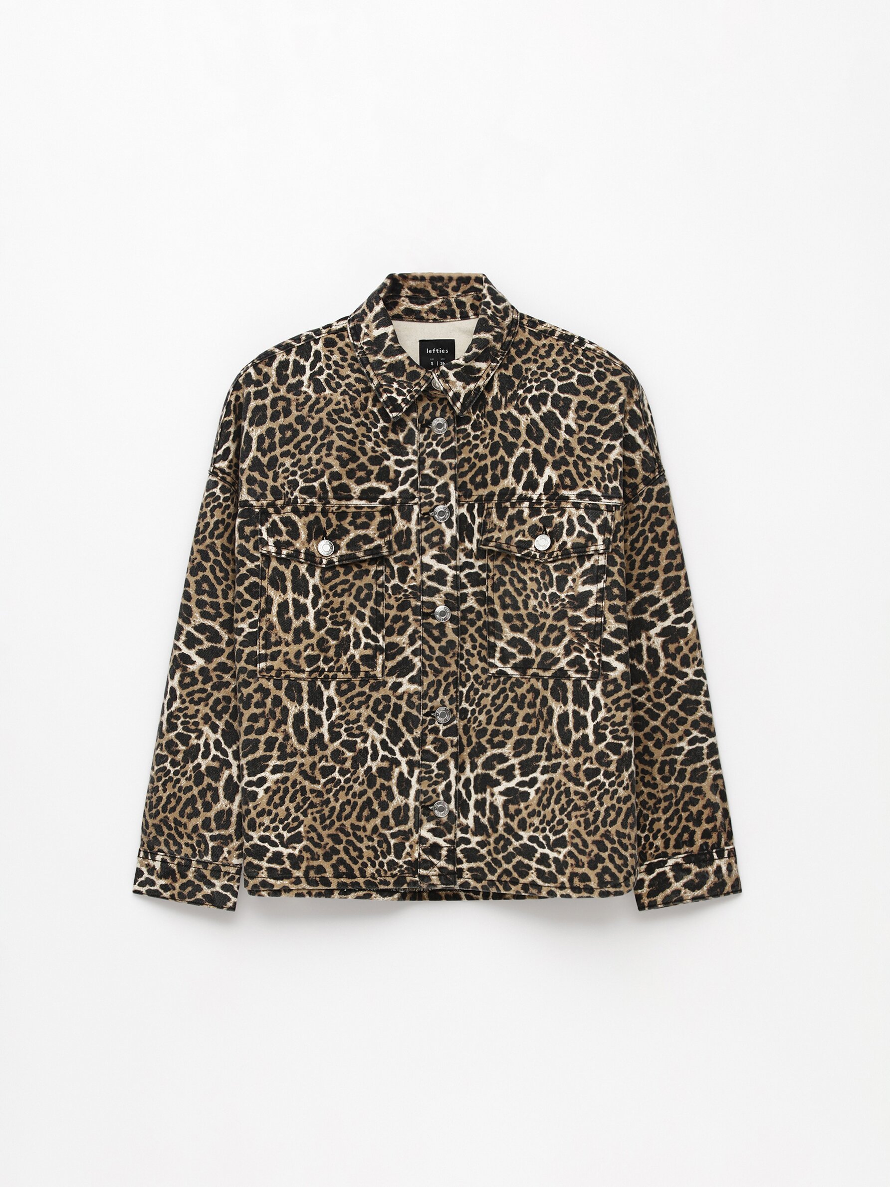 Oversized leopard print denim on sale jacket