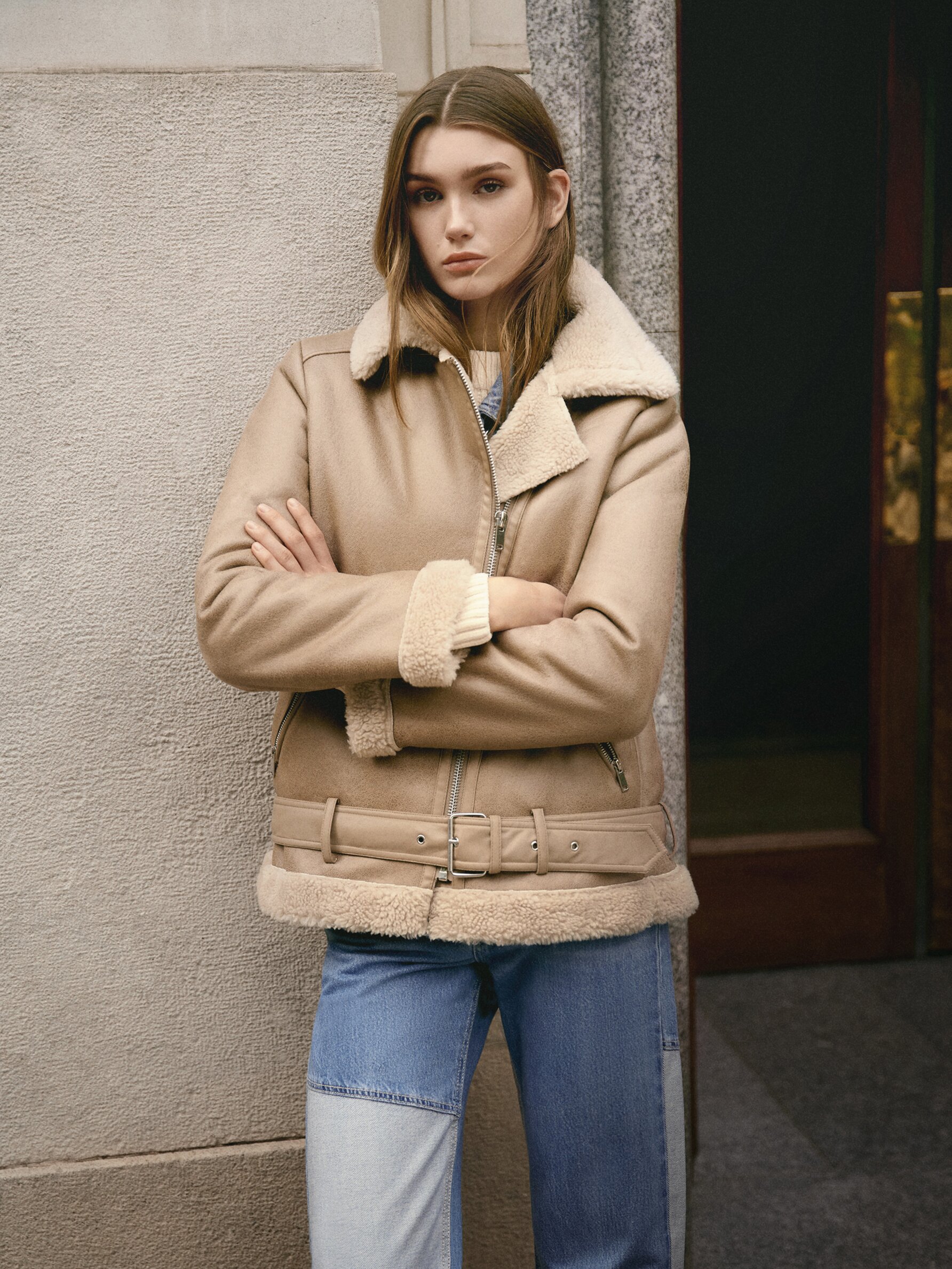 double faced jacket beige