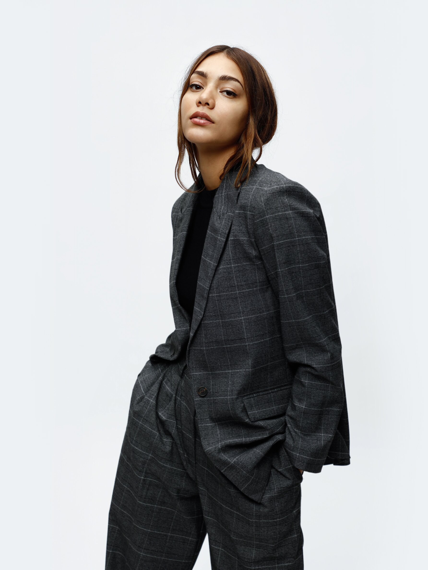 Oversized on sale checked blazer