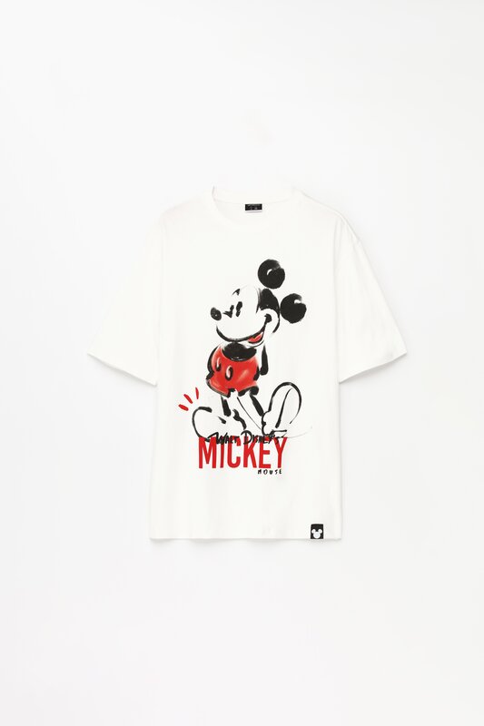 Mickey Mouse Disney T shirt Mickey Mouse Licensed Merch CLOTHING voluminous-graphic-interlock-t-shirt-pull-bear