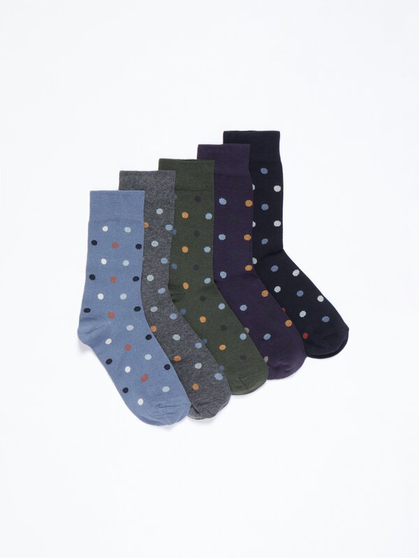 Pack of 5 pairs of long polka dot socks