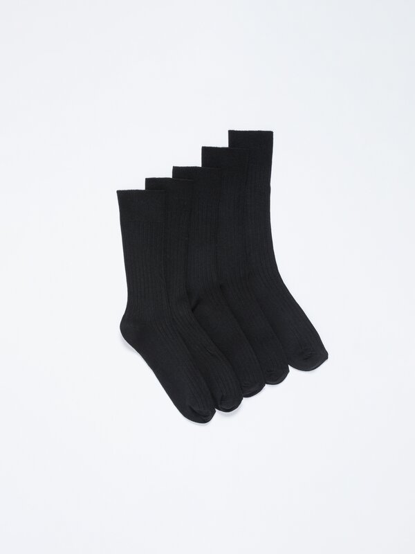 Pack of 5 pairs of long ribbed socks