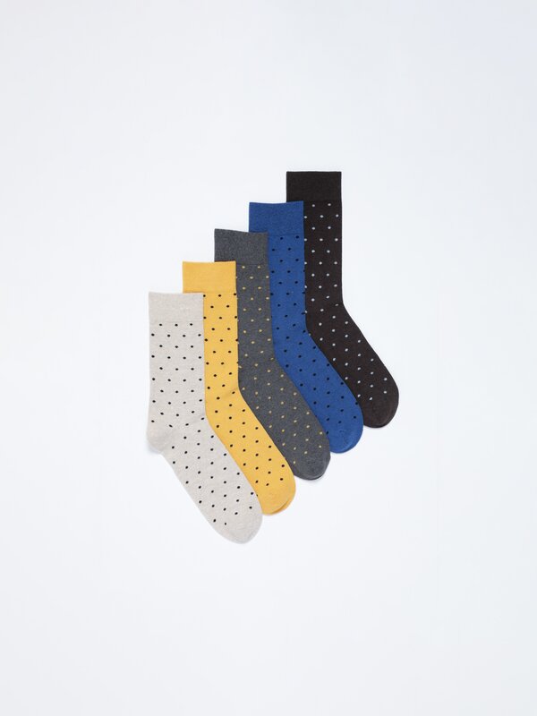 Pack of 5 pairs of long polka dot socks