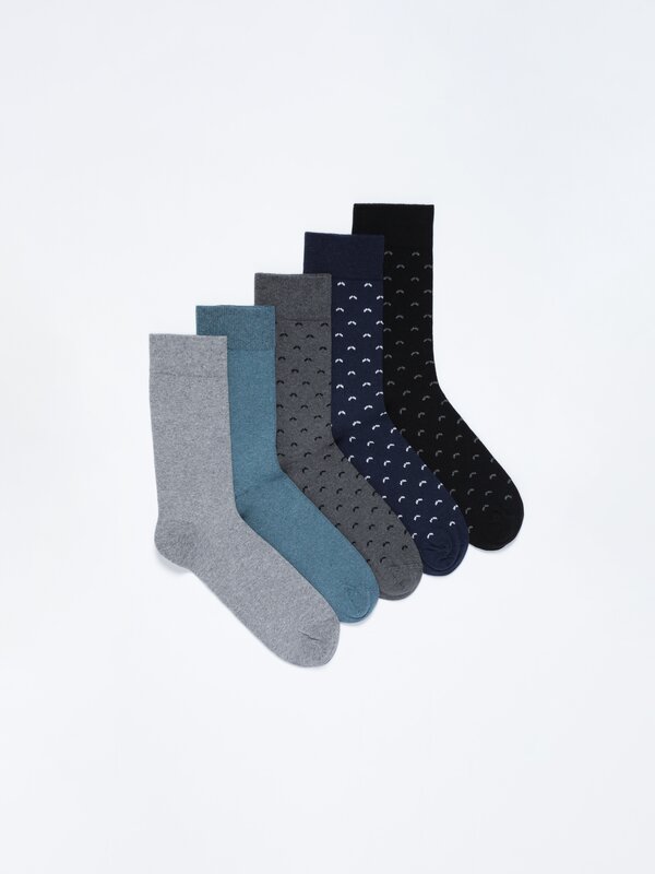 Pack of 5 contrast long socks