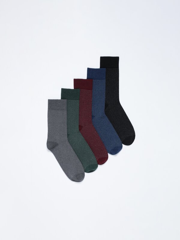 Pack of 5 pairs of long textured socks