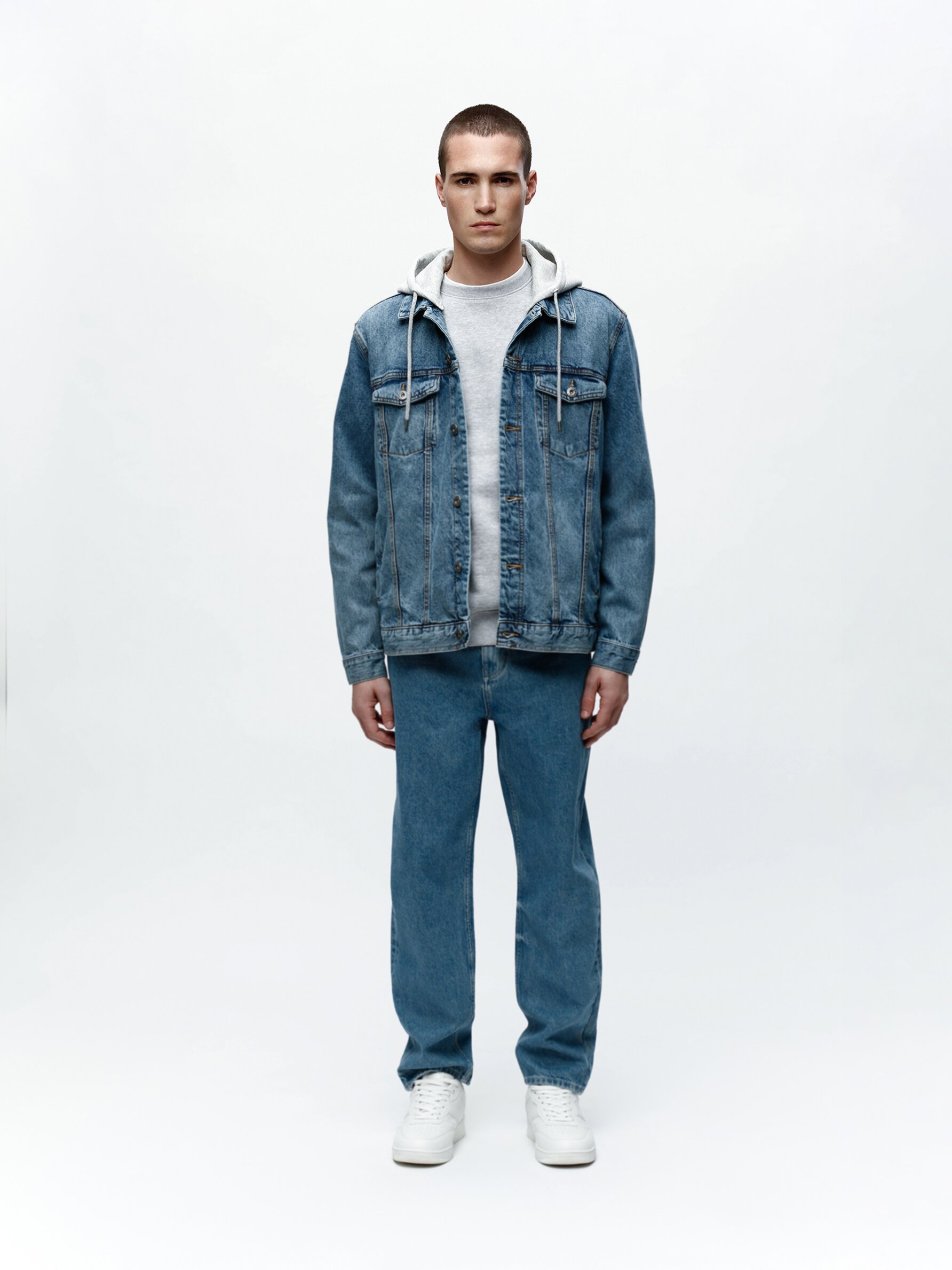 Oversized denim outlet jacket men