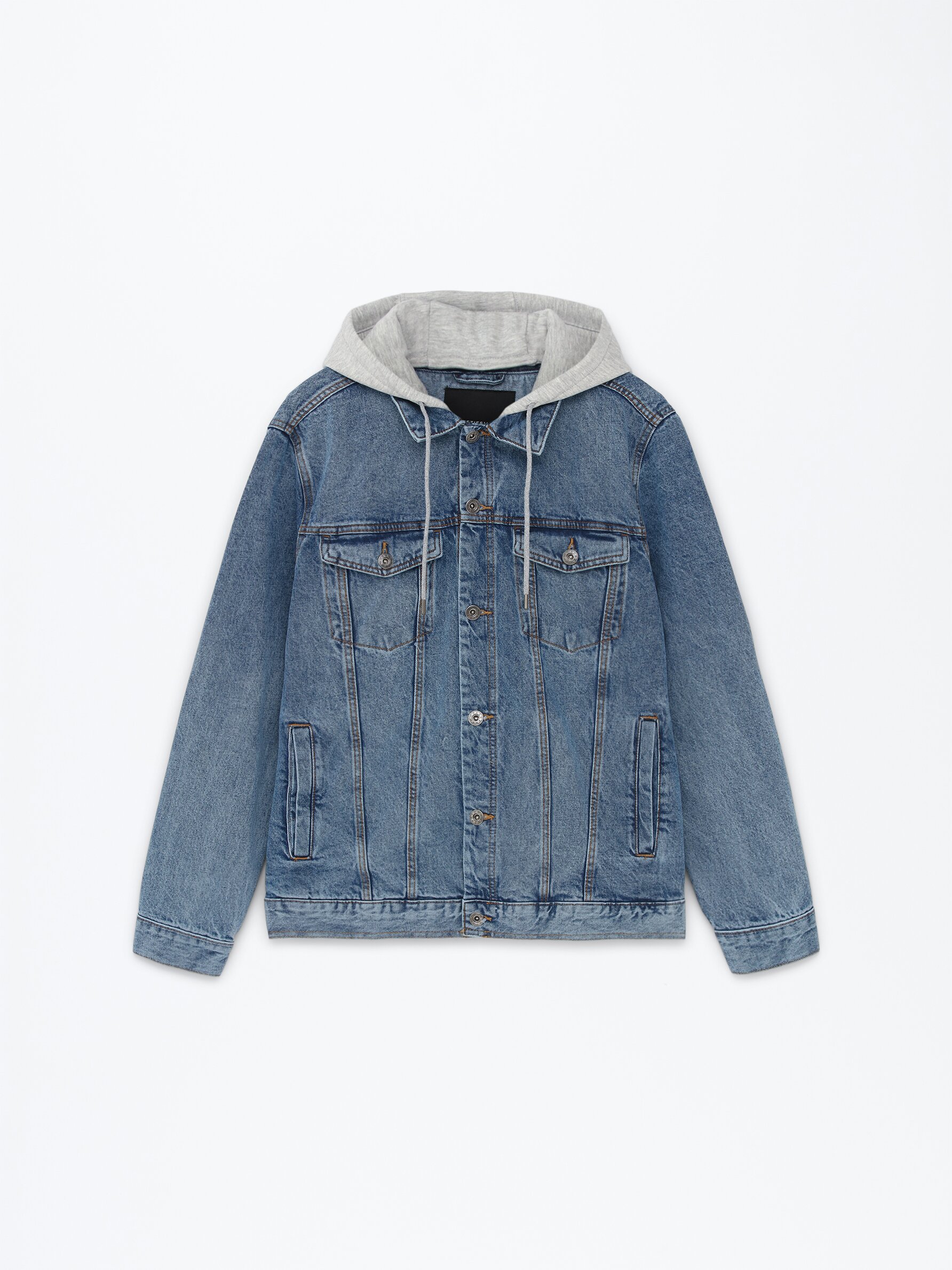 Blue jean jacket hot sale with fur hood