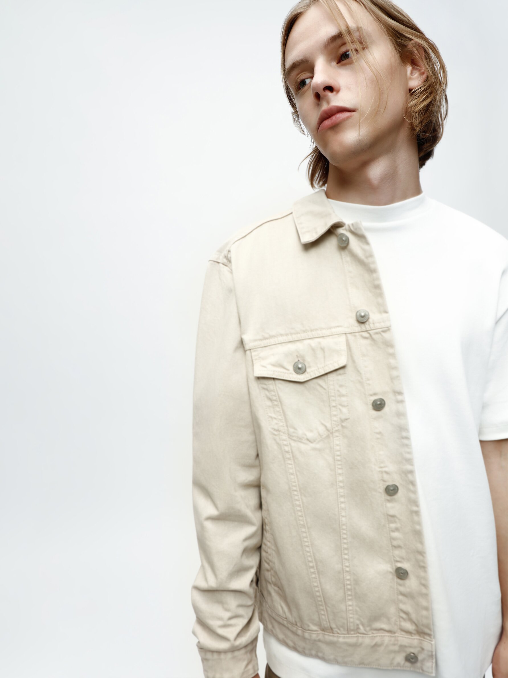 Cream denim sale jacket mens