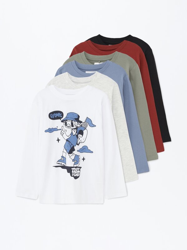 Pack of 6 printed T-shirts