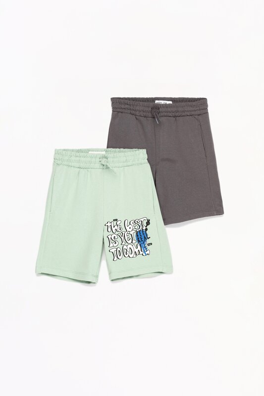 Pack of 2 contrast fleece Bermuda shorts