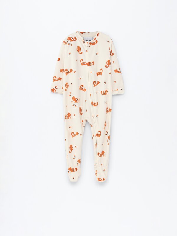 Velvety squirrel print sleepsuit
