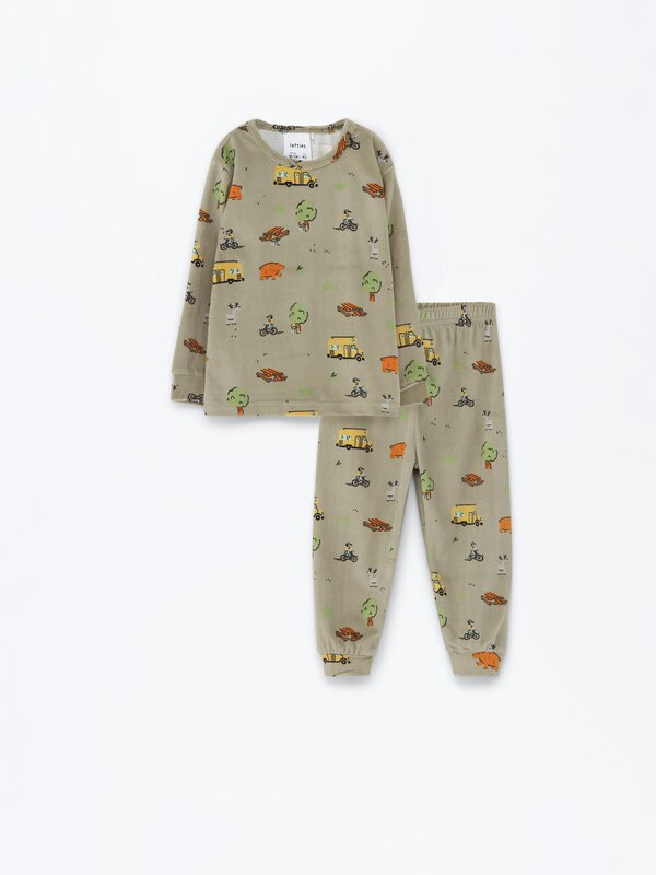 Printed velvety pyjamas