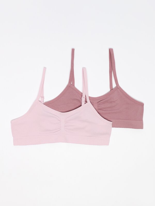 2-pack Bra Tops - Light pink/light gray melange - Ladies