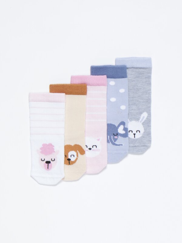 Pack de 5 pares de calcetines estampado animales