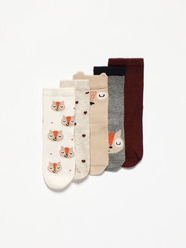 Pack de 5 calcetines estampados de foxy