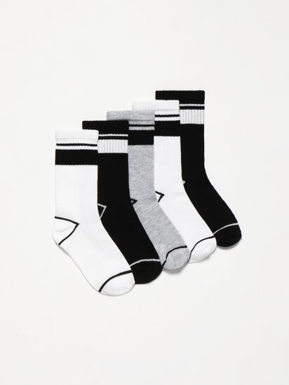Pack 3 calcetines de deporte - Blanco/Rayas negras - NIÑOS