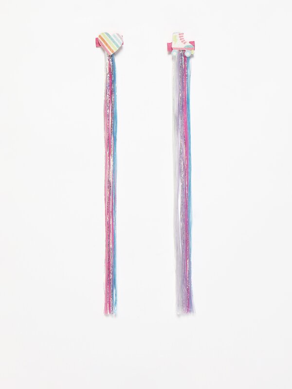 Pack of 2 hair clips with coloured lock detail