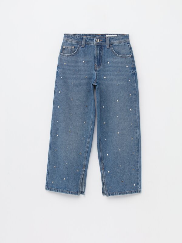 Studded straight-leg jeans